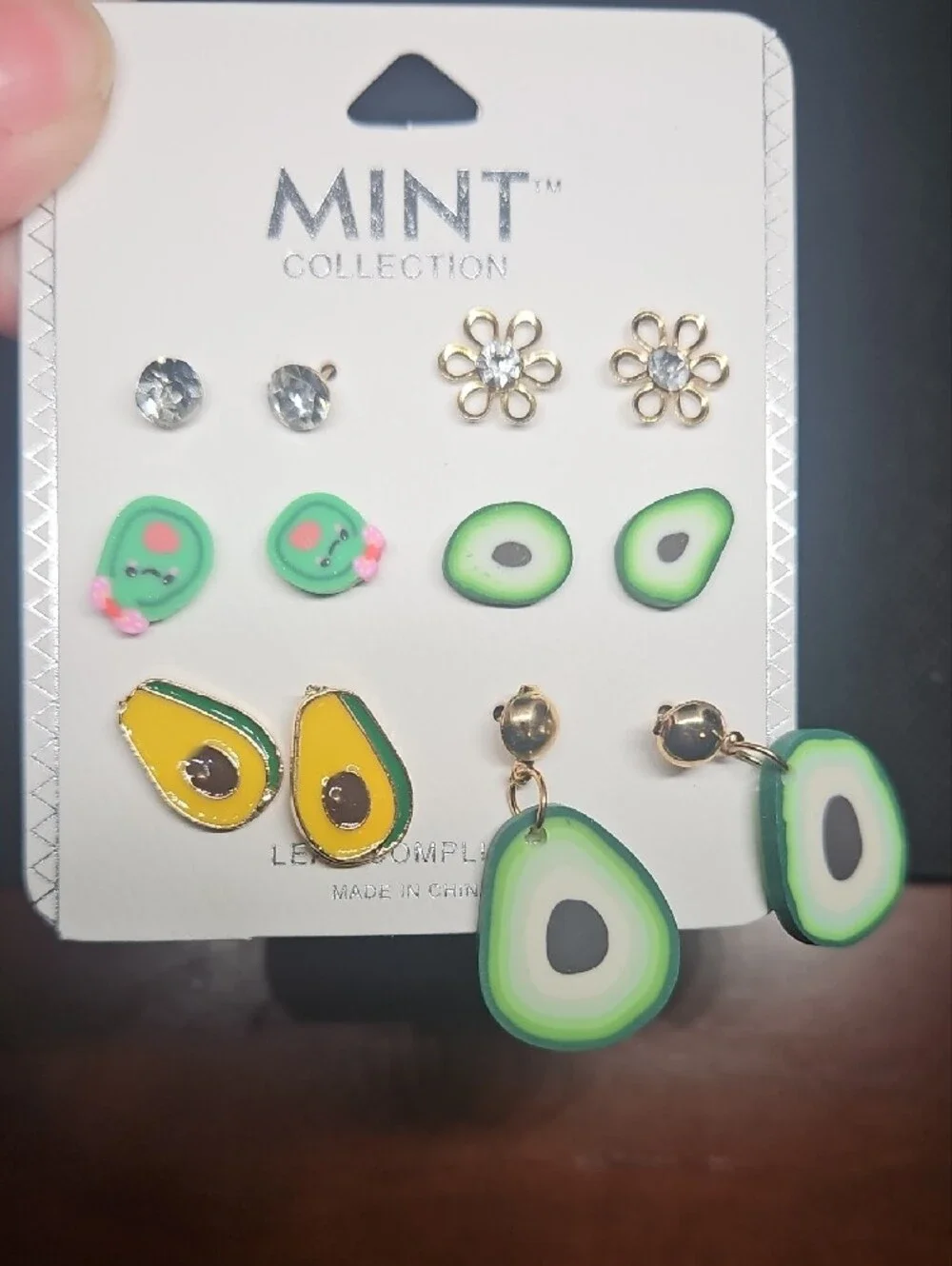 Kids Avocado Stud and Dangle Earring Set - Green